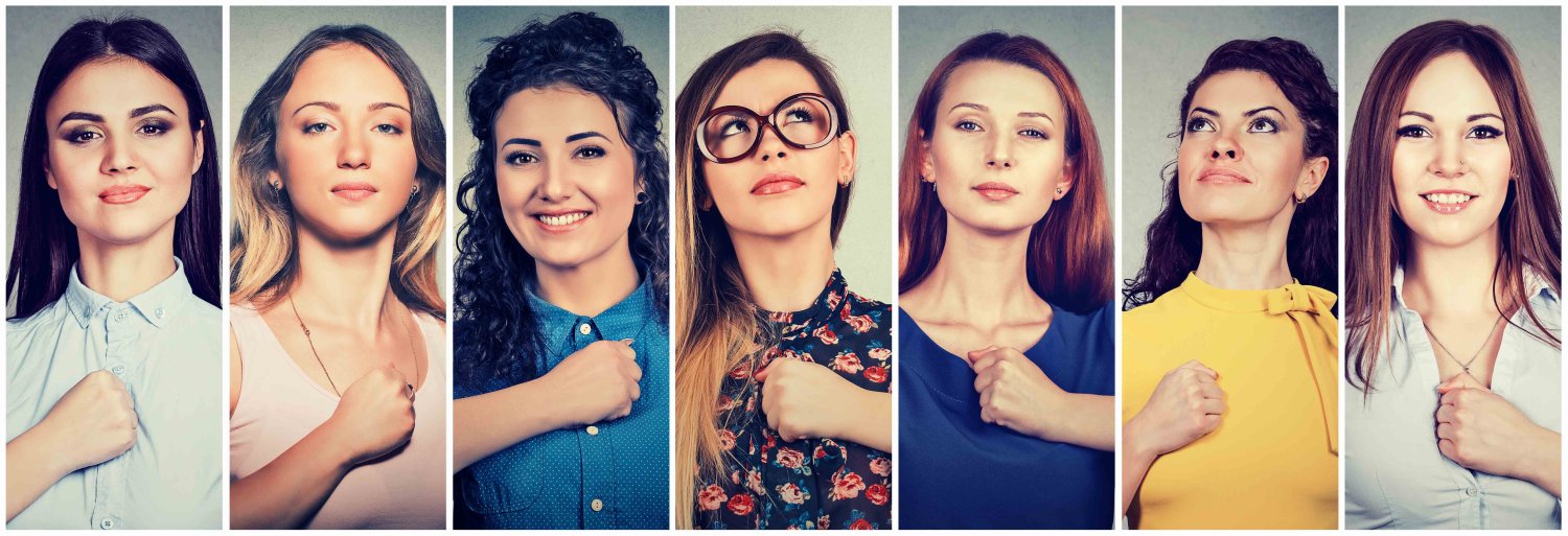Group of multicultural confident women determined for a change Group of multicultural confident women determined for a change