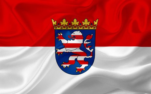Flag of Hesse, Germany, with waving fabric texture Flag of Hesse, Germany, with waving fabric texture