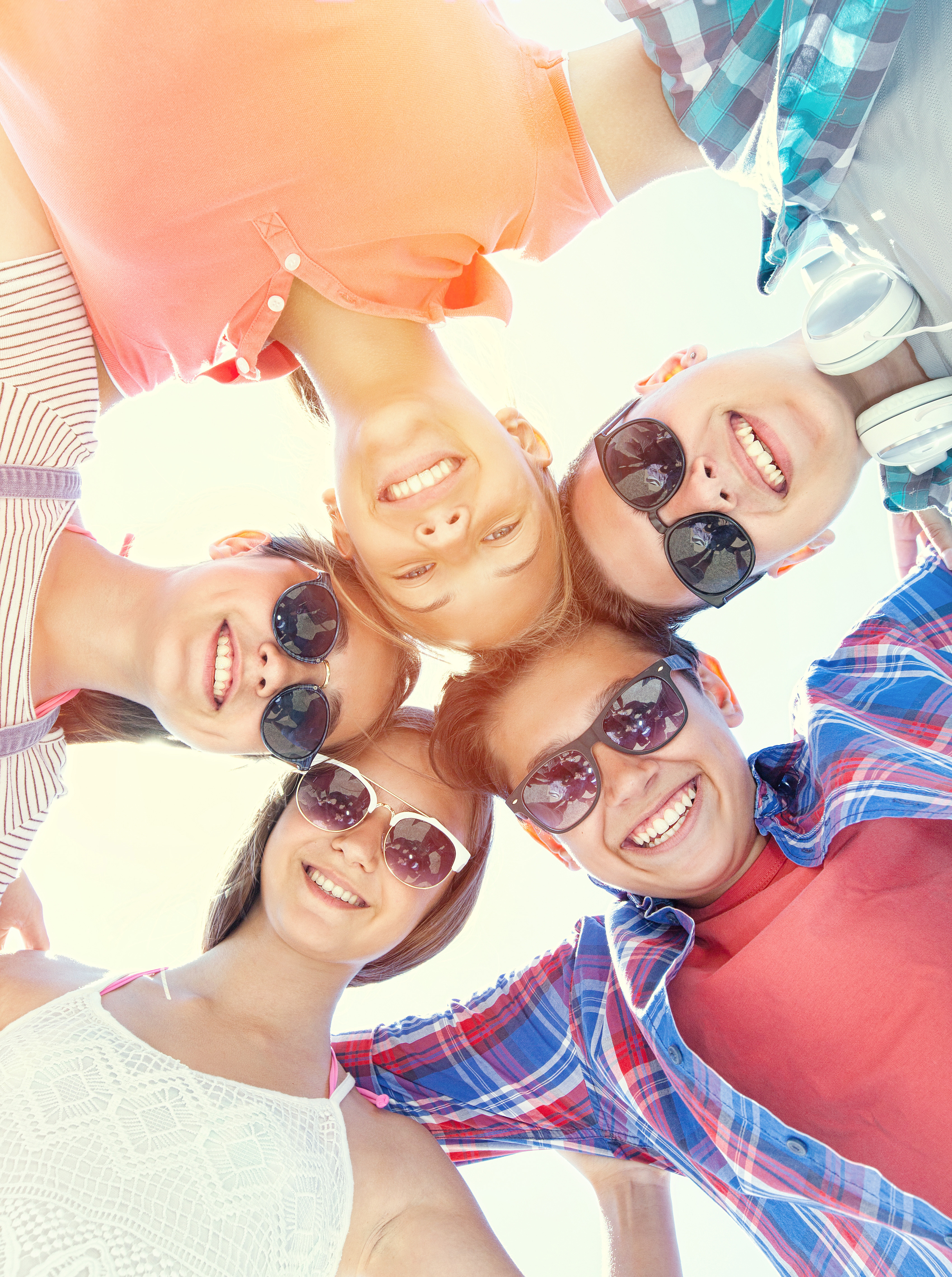 funny portrait of group of teenagers spending time together funny portrait of group of teenagers spending time together